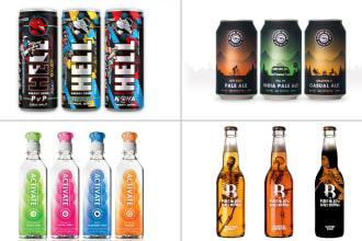 design unique can labels for energy drinks, soda, beer, wine