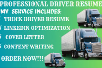 write you a professional truck driver resume, scrum master, cv and cover letter