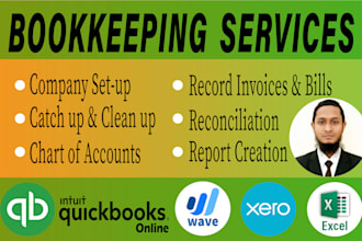 clean up, reconcile, and bookkeeping in quickbooks, and xero
