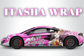do itasha car wrap design, racing car wrap, car wrap design, itasha design car