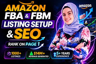 set up SEO amazon fba fbm product listings for pl, amazon listing creation