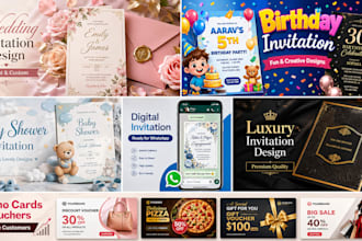 design voucher cards, coupon, event invitations, any invitation cards