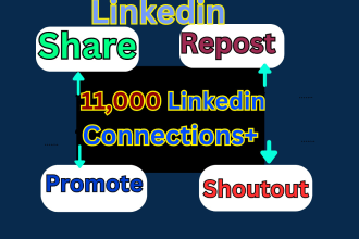 marketing, share, repost, promote, shootouts, post with linkedin 11k connections