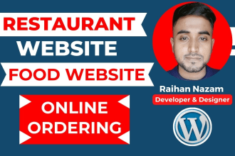 build wordpress restaurant or food website with elementor