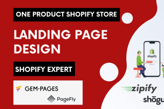 build one product store, shopify product landing page by pagefly, gempages