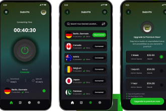develop secure, fast and reliable VPN app, server VPN with admin panel