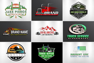 do trucking business transport dispatcher and towing trucking logo design