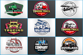 design trucking transport logistics dispatching or towing truck logo