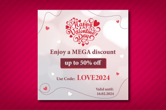 design a web banner, social media post, flyer or card for valentines day