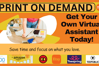 be your print on demand virtual assistant for merch by amazon, etsy, redbubble