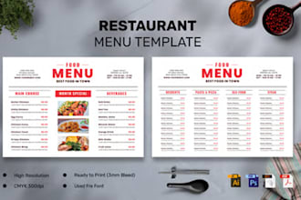 design digital print  menu, tv menu, menu board , in 24 hours