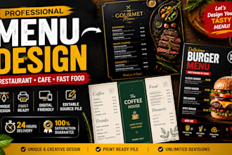 design digital print  menu, tv menu, menu board , in 24 hours