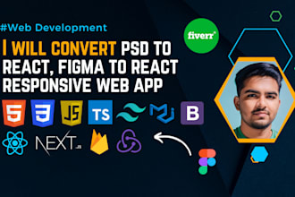 convert psd to react figma to react js responsive web app