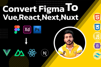 convert figma to html vue nuxt react vue with responsive