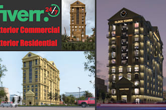 do 3d commercial exterior , real estate virtual staging