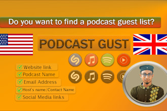 find the podcast list for guest booking invitation