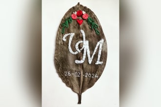 do embroidery on leaf art for anniversary gift