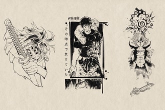 make custom tattoo anime into geometric design for you
