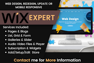 design wix website and redesign a business wix website