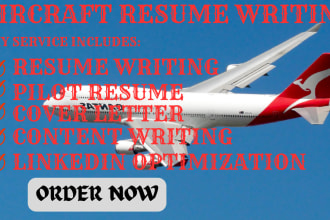 write an aircraft resume, pilot resume, cover letter, and linkedin