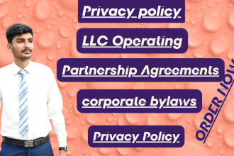 write new llc operating, partnership agreements and corporate bylaws