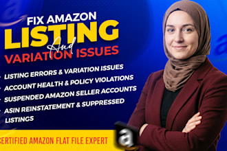 fix amazon listing errors , feed file errors , parent child variation issue