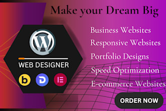 design professional website using elementor, divi, bricks, oxygen page builder
