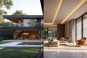 create 3d render for interior and exterior of your home