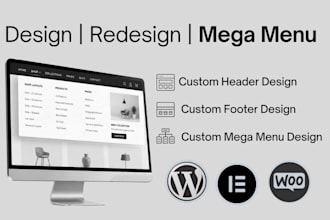 create a custom wordpress header, footer, and mega menu