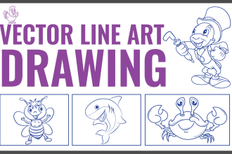 draw vector minimalist line art illustration, line drawings from image and logo