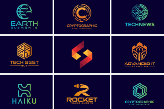 design startup saas modern tech crypto software app technology security logo
