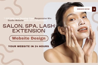 wix beauty salon, spa, lash extension service website, waxing service website