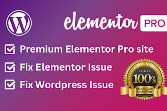 fix elementor wordpress  errors, bugs, design issue create elementor pro website