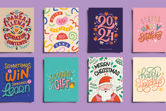 create cute greeting cards with lettering and illustrations