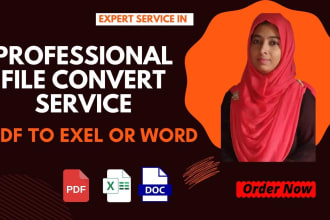 convert pdf to word or pdf to excel, typing, handwriting to word or excel