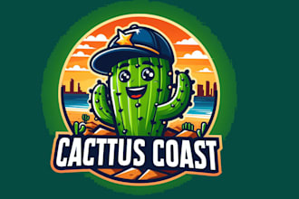 make an amazing  cactus coast mascot logo design for you with unlimited revision
