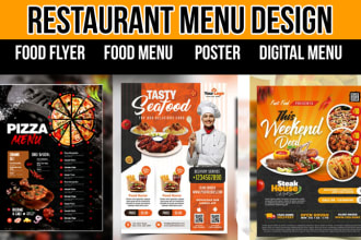 create unique food menu design, restaurant menu, food flyer or price list design