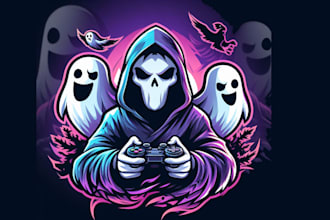 design unique ghost gaming mascot logo for you with unlimited revision