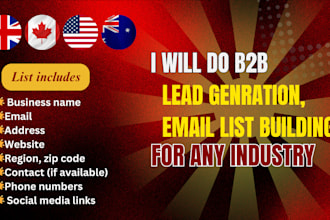 do b2b lead generation, email list building for any industry