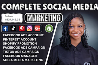 do social media creation, facebook ads, pinterest account, promotion, fb manager