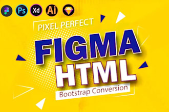 convert figma to html, xd to html, ai, psd to html responsive bootstrap 5
