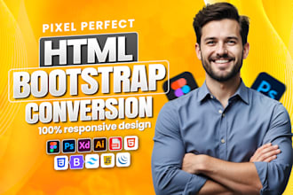 convert psd to html, xd to html, figma to html  pdf to html  responsive website