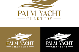 make premium attractive palm yacht charter logo design