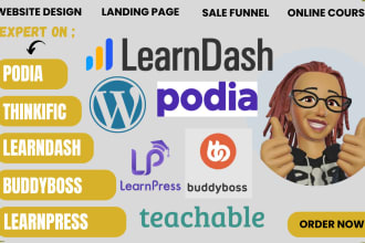 do learndash, buddyboss website, thrivecart, thinkific, community, podia, kajabi