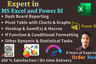 do data analysis on ms excel and power bi for optimization