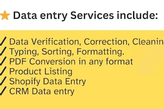 do excel data entry, shopify data entry, CRM data entry