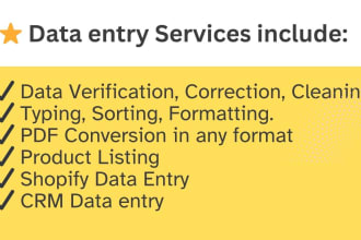 do excel data entry, shopify data entry, CRM data entry