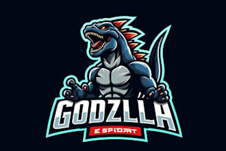 design super unique godzilla esport mascot logo with express delivery