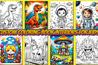 design unique kids coloring book pages with attractive covers for KDP