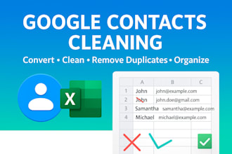 clean remove duplicate convert google contacts  vcf to excel
